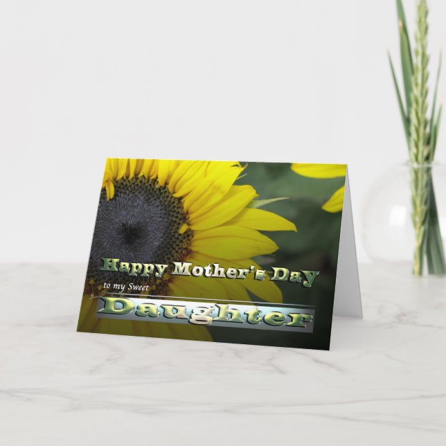 Daughter Sunflower Happy Mother Day Garden Blume Karte (Vorderseite)