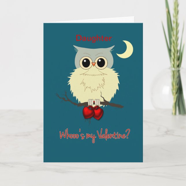 Daughter Valentine's Day Niedlich Owl Spaß Feiertagskarte (Vorderseite)