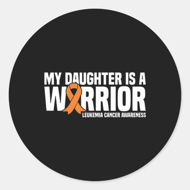 Daughter Warrior Orange Ribbon Leukemia Cancawa Runder Aufkleber (Vorderseite)