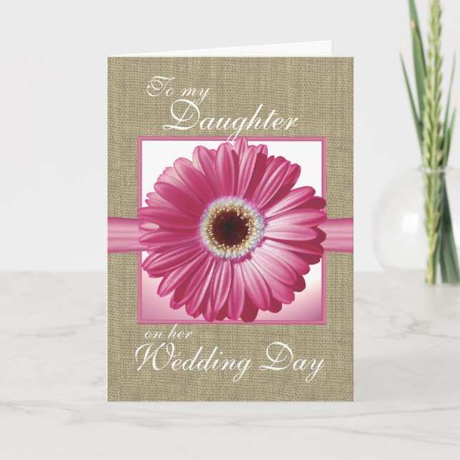 Daughter Wedding Day Pink Gerbera Karte (Vorderseite)