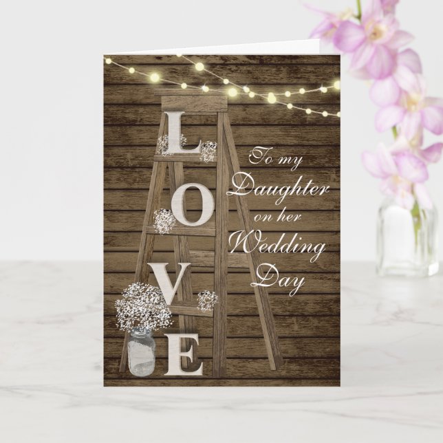 Daughter Wedding Day Rustic Ladder Card Karte (Orchidee)