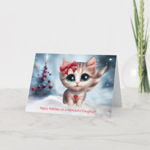 Daughter Weihnachtsfeiertag Niedlich Kitten Karte