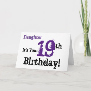 Daughtes 19. Geburtstag in schwarz, lila. Karte