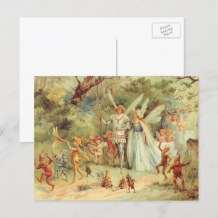 Daumelinchen und Prinz Hochzeit, Vintage Märchen Postkarte