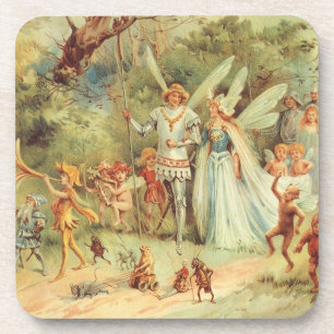 Daumelinchen und Prinz Hochzeit, Vintage Märchen Untersetzer