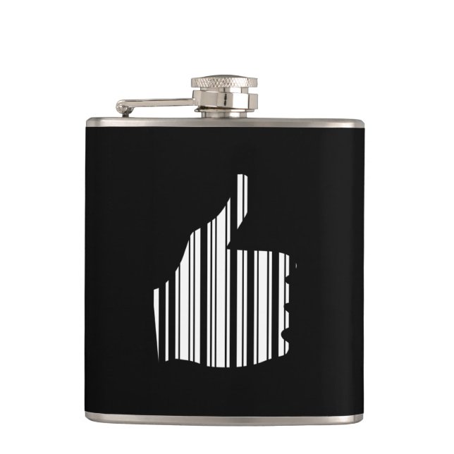 DAUMEN HOCH BAR CODE Daumengesten-Musterdesign Flachmann (Vorderseite)