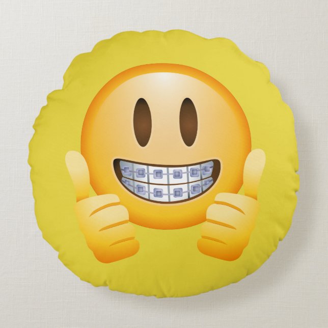 Daumenklammern emoji Mädchen mit Klammern Rundes Kissen (Vorderseite)