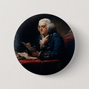 Daumenporträt von Benjamin Franklin im Weißen Haus Button