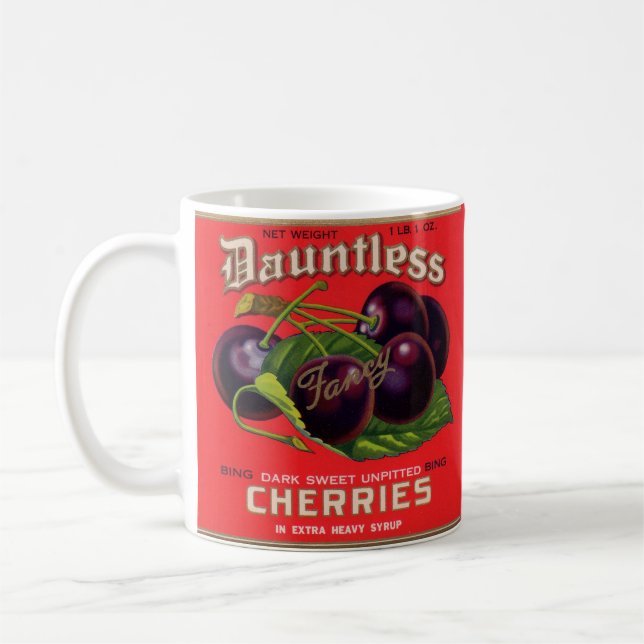 Dauntless Cherries in Heavy Sirup aus den 1930er J Kaffeetasse (Links)