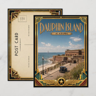 Dauphin Island Alabama Vintage Art Deco Golden Age Postkarte