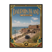 Dauphin Island Alabama Vintage Art Deco Golden Age