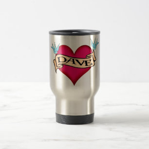 Dave - Benutzerdefinierte Herz-Tattoo-T-Shirts & G Reisebecher