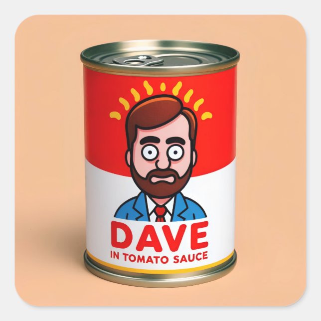 Dave in Tomatensauce Quadratischer Aufkleber (Vorderseite)