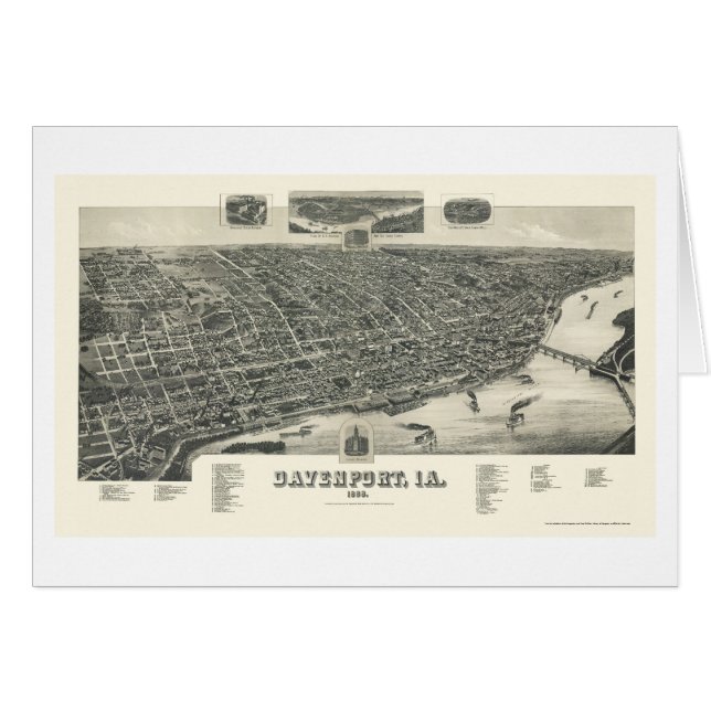Davenport, IA panoramische Karte - 1888 (Vorderseite (Horizontal))