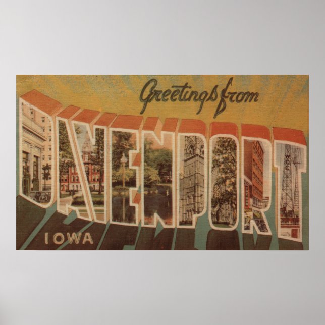Davenport, Iowa - Große Buchstabenszenen Poster (Vorne)