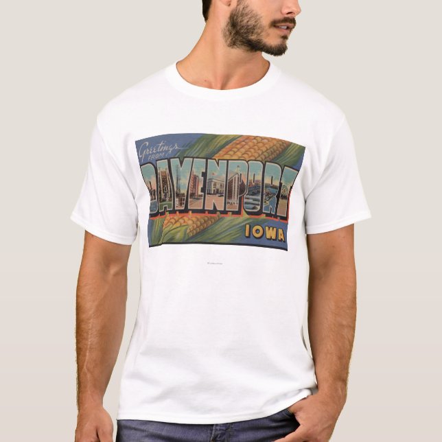 Davenport, Iowa (Mais) - große Buchstabe-Szenen T-Shirt (Vorderseite)