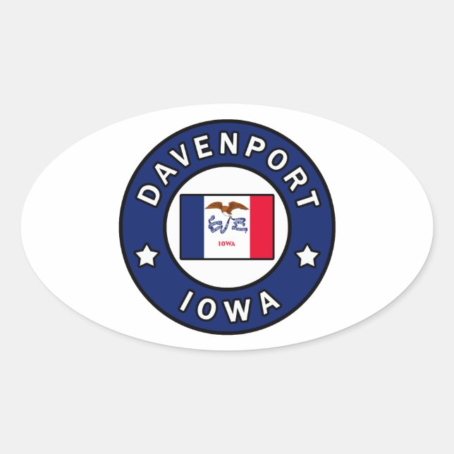 Davenport Iowa Ovaler Aufkleber (Vorderseite)