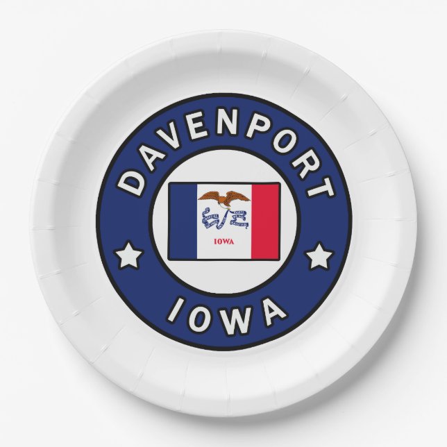 Davenport Iowa Pappteller (Vorderseite)