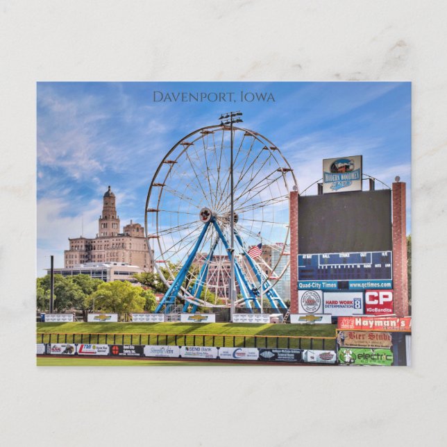 Davenport Iowa Skyline Postcard Postkarte (Vorderseite)