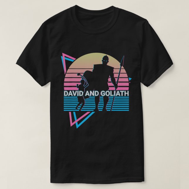 David and Goliath Christlich Christianity Retro T- T-Shirt (Design vorne)