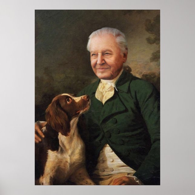 David Attenborough Portrait Poster (Vorne)