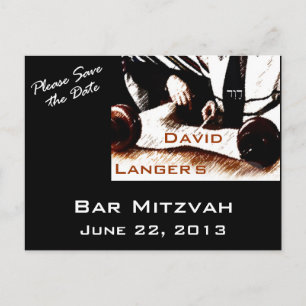 David Bar Mitzvah Boy Postcard Ankündigungspostkarte
