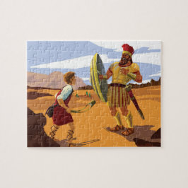 David bereitet sich darauf vor, Goliath mit einem Puzzle