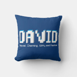 David Boys nennt blauen Pixel Text-Gamer Kissen