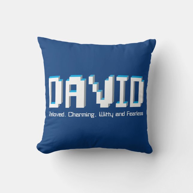 David Boys nennt blauen Pixel Text-Gamer Kissen (Vorderseite)