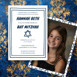 David Custom Foto B'nai Bat Bar Mitzvah Einladung<br><div class="desc">Perfekte Karte, um eine Bar mitzvah, Fledermausmitzvah oder andere jüdische Feier anzukündigen! Handgemachte Kunst für Sie! Vollständig anpassbar! Klicken Sie oben auf "Personalisieren", um den Text zu bearbeiten und Ihr eigenes Foto auf der Rückseite hinzuzufügen. Klicken Sie auf "Bearbeiten mit dem Design-Tool", um die Schriftart, Farben und Platzierungen anzupassen und...</div>