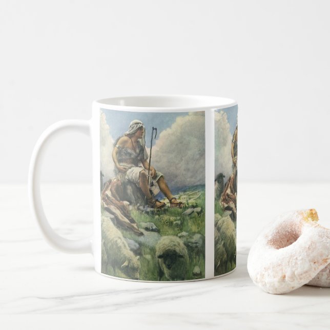 David der Hirte durch Copping, Vintage Religion Kaffeetasse (Mit Donut)