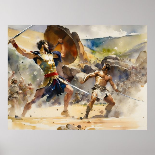 David Fights Mighty Goliath Poster (Vorne)