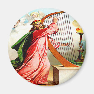 David lobt Gott auf der Harfe Magnet