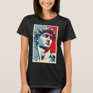 David Michelangelo in Pop Art: Blau-Rot-Porträt T-Shirt