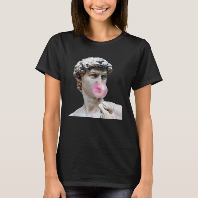 David Michelangelo mit Bubblegum Statue Man Woman T-Shirt (Vorderseite)