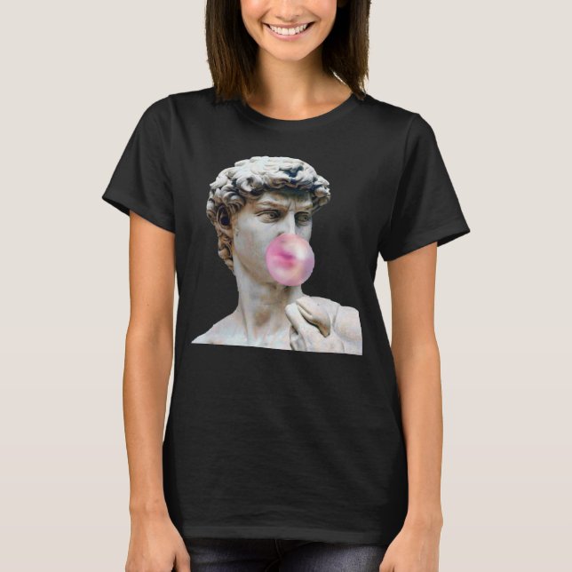 David Michelangelo mit Kaugummi Statue Mann Frau T-Shirt (Vorderseite)