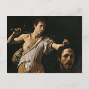 David mit dem Kopf von Goliath von Caravaggio Postkarte