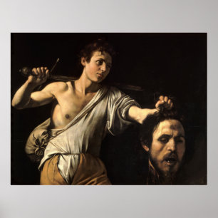 David mit dem Leiter von Goliath, Caravaggio Poster