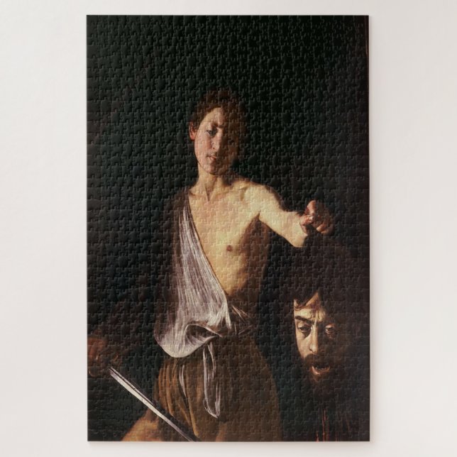David mit dem Leiter von Goliath von Caravaggio Puzzle (Vertikal)