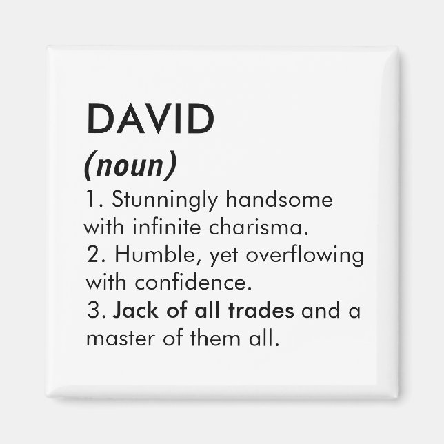 David Name, Bearbeitbarer Name, Benutzerdefinierte Magnet (Vorne)