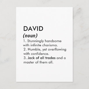 David Name, Bearbeitbarer Name, Benutzerdefinierte Postkarte