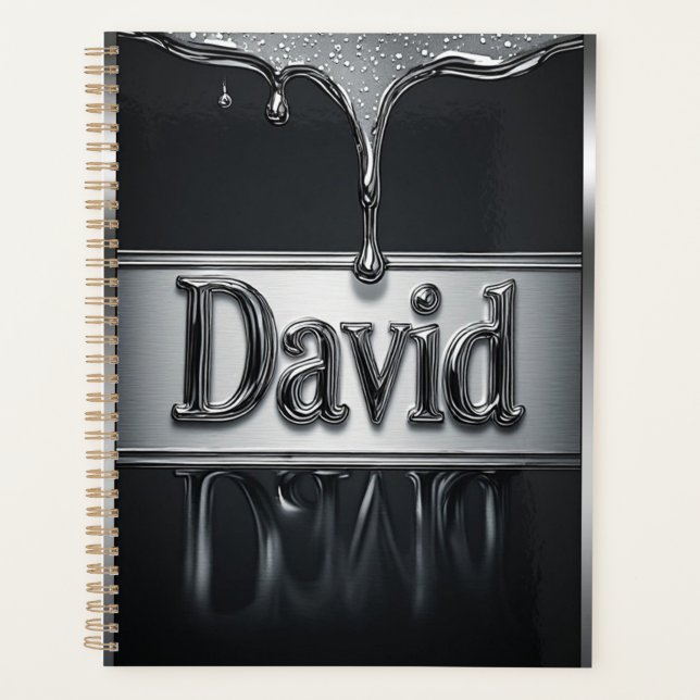 David Name In Flüssigmetall Chrom Planer (Vorderseite)