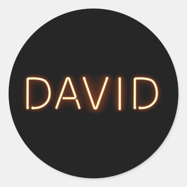 David Name in Glows Neon Lights Runder Aufkleber (Vorderseite)
