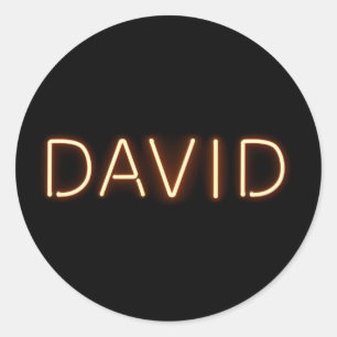 David Name in Glows Neon Lights Runder Aufkleber