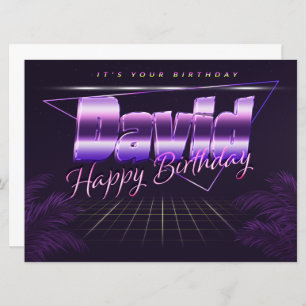 David Name Vorname lila retro Karte Geburtstag