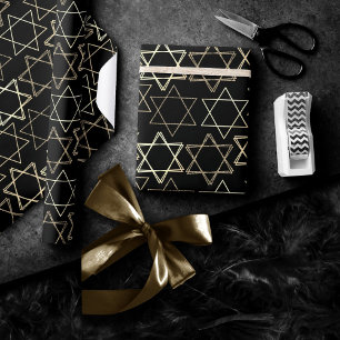 David Pattern   Modernes Gold in Schwarz Geschenkpapier