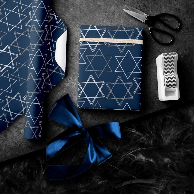 David Pattern | Navy Blue und Silver Geschenkpapier (Von Creator hochgeladen)