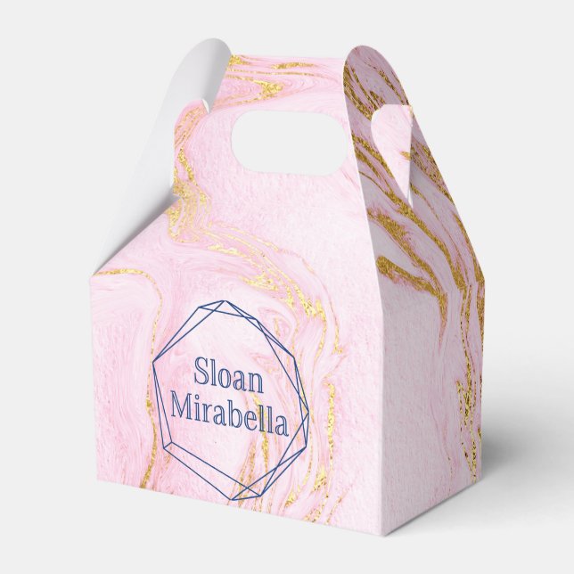 David Rose Gold Blush Pink Marmor Logo Geschenkschachtel (Vorderseite)