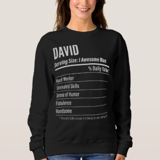 David Serving Size Nutrition Label Calories Sweatshirt