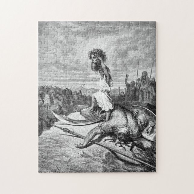 David Slays Goliath von Gustave Dore 1886 Puzzle (Vertikal)